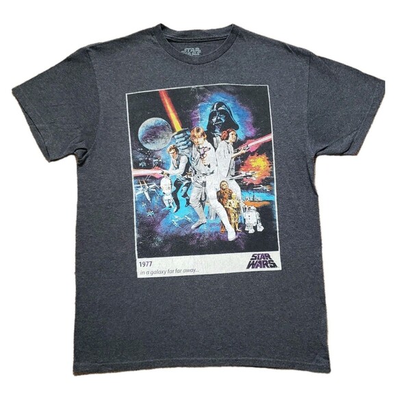 Star Wars 1977 In A Galaxy Far Away Size Medium Mens Gray Distressed T-Shirt - Picture 1 of 6